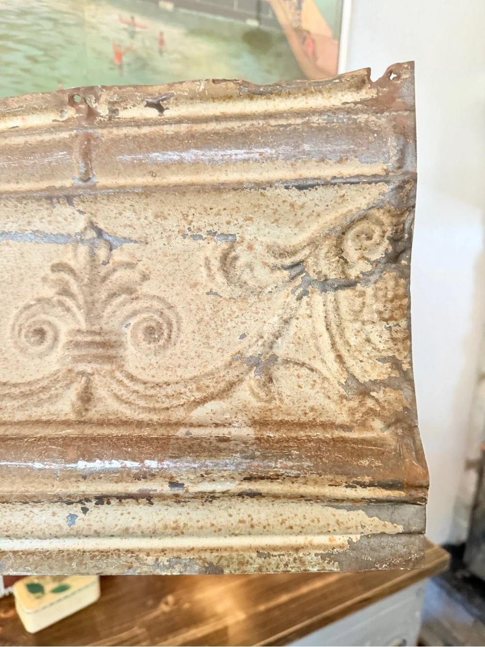 Antique Pressed Tin Ceiling Cove - Salvaged Architectural Panel